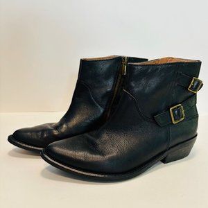 Amazing Lucky brand black leather buckle booties size 7.5
